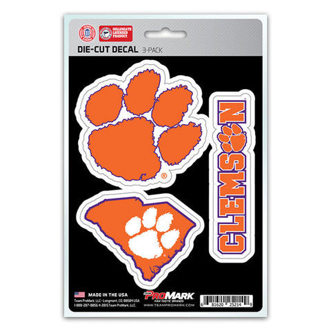 Clemson Tigers Decal Die Cut Team 3 Pack-0