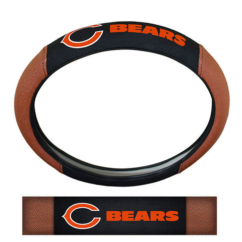 Chicago Bears Steering Wheel Cover Premium Pigskin Style-0