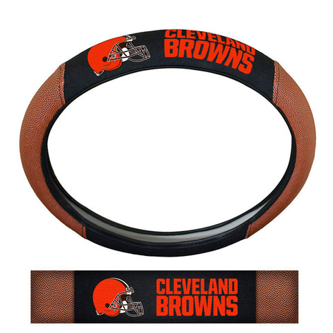 Cleveland Browns Steering Wheel Cover Premium Pigskin Style-0