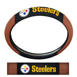 Pittsburgh Steelers Steering Wheel Cover Premium Pigskin Style-0