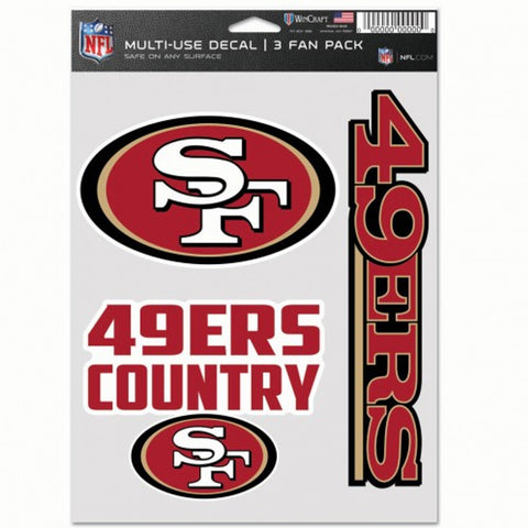 San Francisco 49ers Decal Multi Use Fan 3 Pack-0