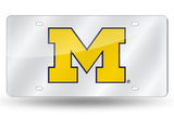 Michigan Wolverines License Plate Laser Cut Silver-0