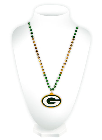 Green Bay Packers Beads with Medallion Mardi Gras Style-0