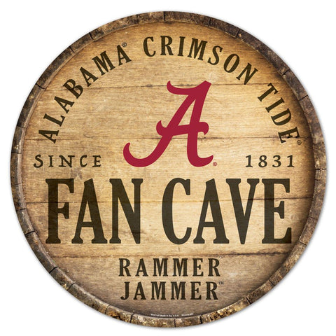 Alabama Crimson Tide Sign Wood 14 Inch Round Barrel Top Design-0