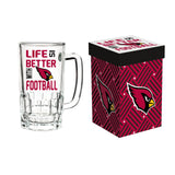 Arizona Cardinals Glass 18oz Tankard Boxed