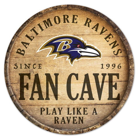 Baltimore Ravens Sign Wood 14 Inch Round Barrel Top Design-0