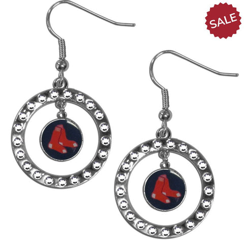 Boston Red Sox Earrings Hoop Rhinestone - Team Fan Cave