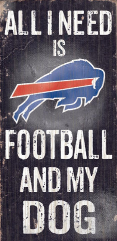 Buffalo Bills Wood Sign - Football and Dog 6"x12"