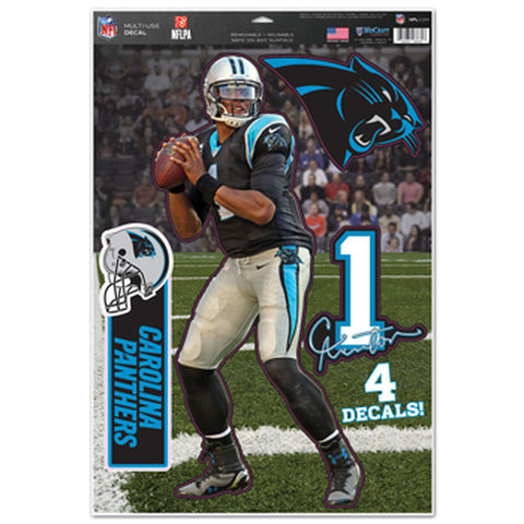 Carolina Panthers Decal 11x17 Multi Use Cam Newton Design 4 Piece CO