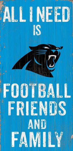 Carolina Panthers Sign Wood 6x12 Football Friends and Family Design Color - Special Order