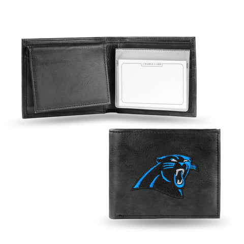 Carolina Panthers Wallet Billfold Leather Embroidered Black