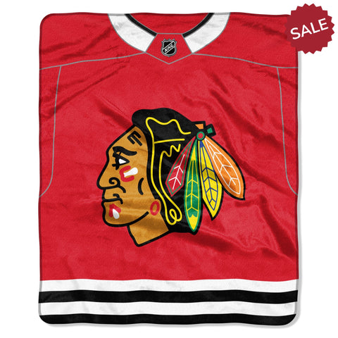 Chicago Blackhawks Blanket 50x60 Raschel Jersey Design - Team Fan Cave