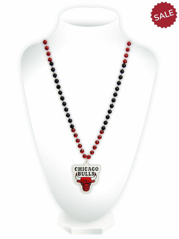 Chicago Bulls Beads with Medallion Mardi Gras Style - Special Order