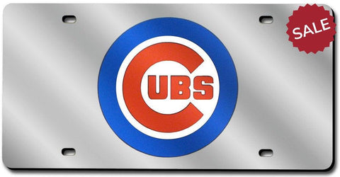 Chicago Cubs License Plate Laser Cut Silver - Team Fan Cave