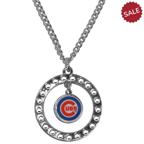 Chicago Cubs Necklace Chain Rhinestone Hoop - Team Fan Cave