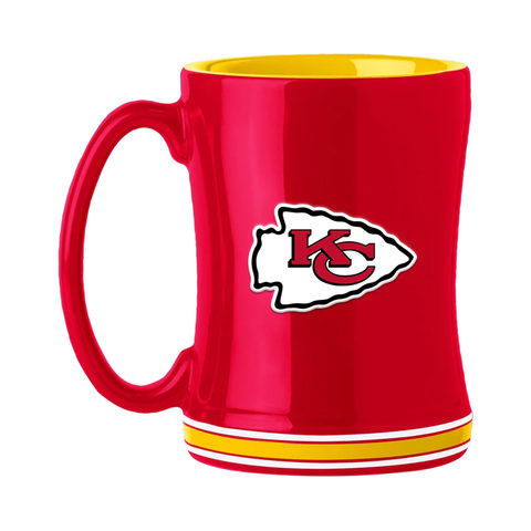 Kansas City Chiefs Coffee Mug 14oz Sculpted Relief Team Color-0