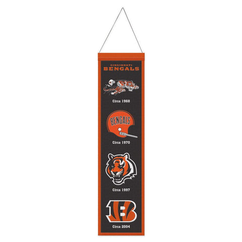 Cincinnati Bengals Banner Wool 8x32 Heritage Evolution Design-0