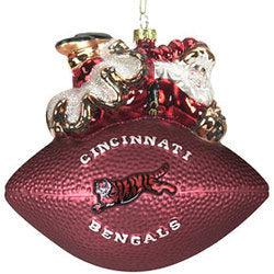 Cincinnati Bengals Ornament 5 1/2 Inch Peggy Abrams Glass Football - Team Fan Cave