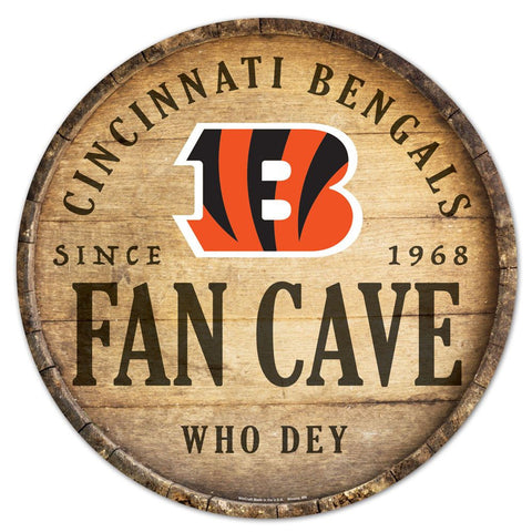 Cincinnati Bengals Sign Wood 14 Inch Round Barrel Top Design-0