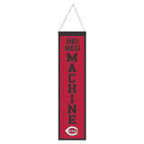 Cincinnati Reds Banner Wool 8x32 Heritage Slogan Design - Special Order