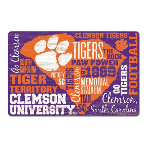 Clemson Tigers Sign 11x17 Wood Wordage Design-0