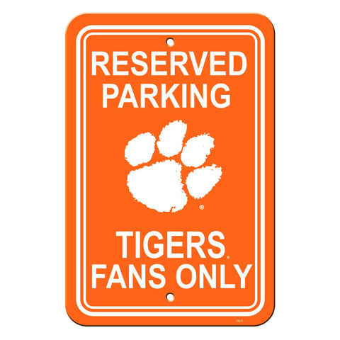 Clemson Tigers Sign - Plastic - Reserved Parking - 12 in x 18 in - Team Fan Cave