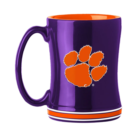 Clemson Tigers Coffee Mug 14oz Sculpted Relief Team Color-0