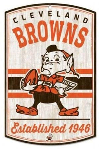 Cleveland Browns Sign 11x17 Wood Classic Logo Retro-0