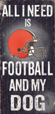 Cleveland Browns Wood Sign - Football and Dog 6"x12"