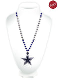 Dallas Cowboys Beads with Medallion Mardi Gras Style