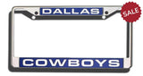 Dallas Cowboys License Plate Frame Laser Cut Chrome