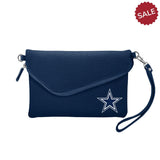 Dallas Cowboys Purse Pebble Fold Over Crossbody Navy