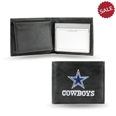 Dallas Cowboys Wallet Billfold Leather Embroidered Black