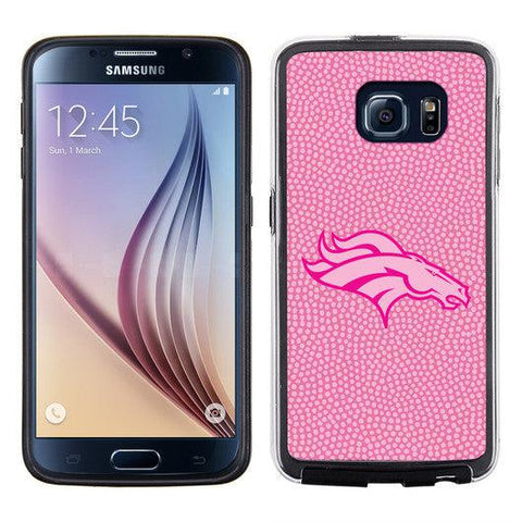 Denver Broncos Phone Case Pink Football Pebble Grain Feel Samsung Galaxy S6 - Team Fan Cave