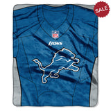 Detroit Lions Blanket 50x60 Raschel Jersey Design