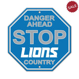 Detroit Lions Sign 12x12 Plastic Stop Style Wordmark