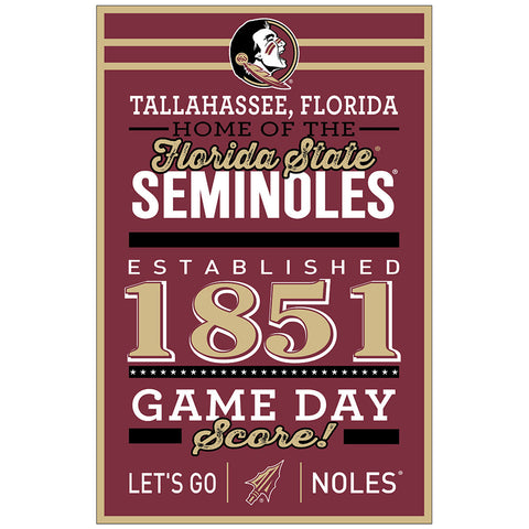 Florida State Seminoles Sign 11x17 Wood Established Design-0