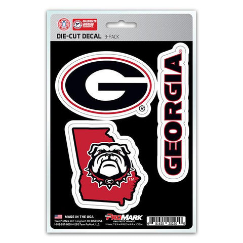 Georgia Bulldogs Decal Die Cut Team 3 Pack