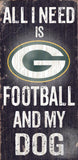 Green Bay Packers Wood Sign - Football and Dog 6"x12"