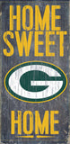 Green Bay Packers Wood Sign - Home Sweet Home 6"x12"