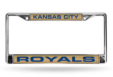 Kansas City Royals License Plate Frame Laser Cut Chrome Tan - Special Order - Team Fan Cave