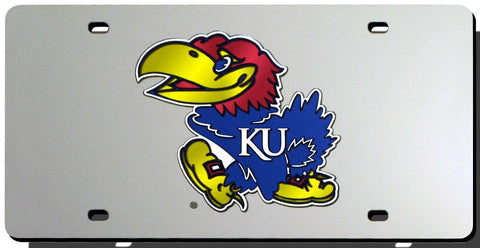 Kansas Jayhawks License Plate Laser Cut Silver - Special Order - Team Fan Cave