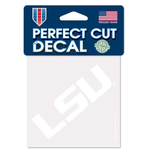 LSU Tigers Decal 4x4 Perfect Cut White-0