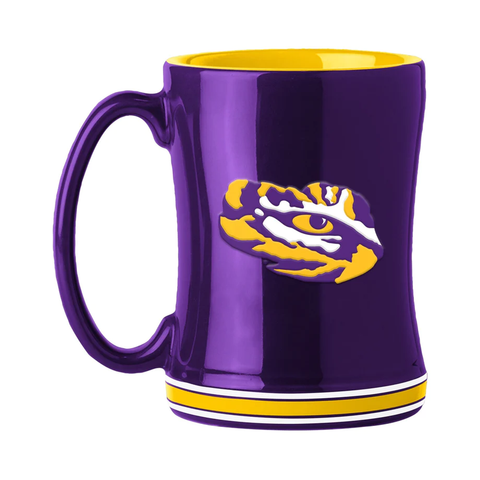 LSU Tigers Coffee Mug 14oz Sculpted Relief Team Color-0