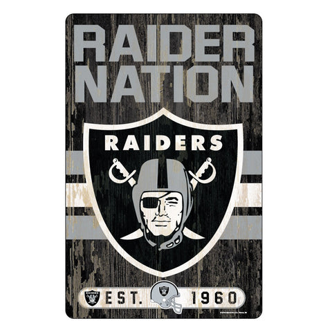 Las Vegas Raiders Sign 11x17 Wood Slogan Design-0