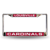 Louisville Cardinals License Plate Frame Laser Cut Chrome Special Order - Team Fan Cave