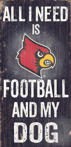 Louisville Cardinals Wood Sign - Football and Dog 6x12 - Special Order - Team Fan Cave