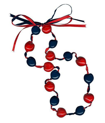 Lucky Kukui Nuts Necklace Navy/Red - Team Fan Cave