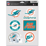 Miami Dolphins Decal Multi Use Fan 6 Pack-0