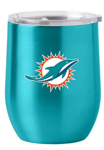 Miami Dolphins Travel Tumbler 16oz Stainless Steel Curved-0